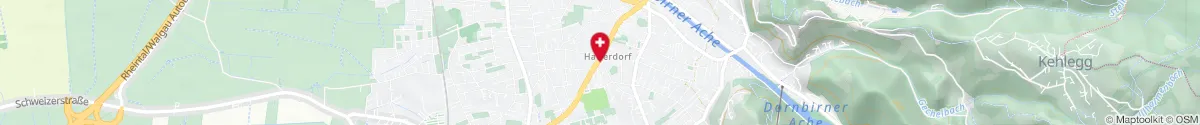 Kartendarstellung des Standorts für Apotheke im Hatlerdorf in 6850 Dornbirn